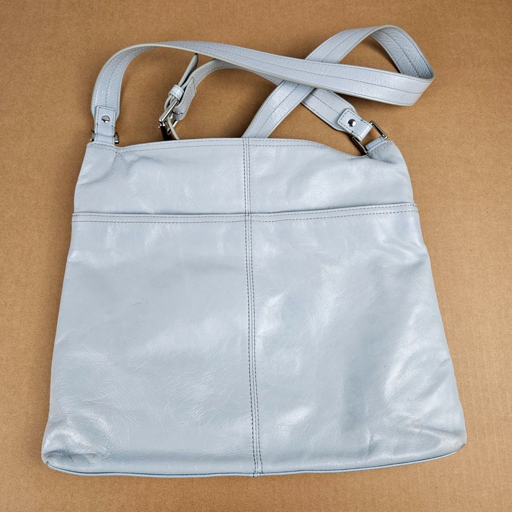 Hobo Lorna Blue Genuine Leather Crossbody Bag Purse Zip Adjustable Strap